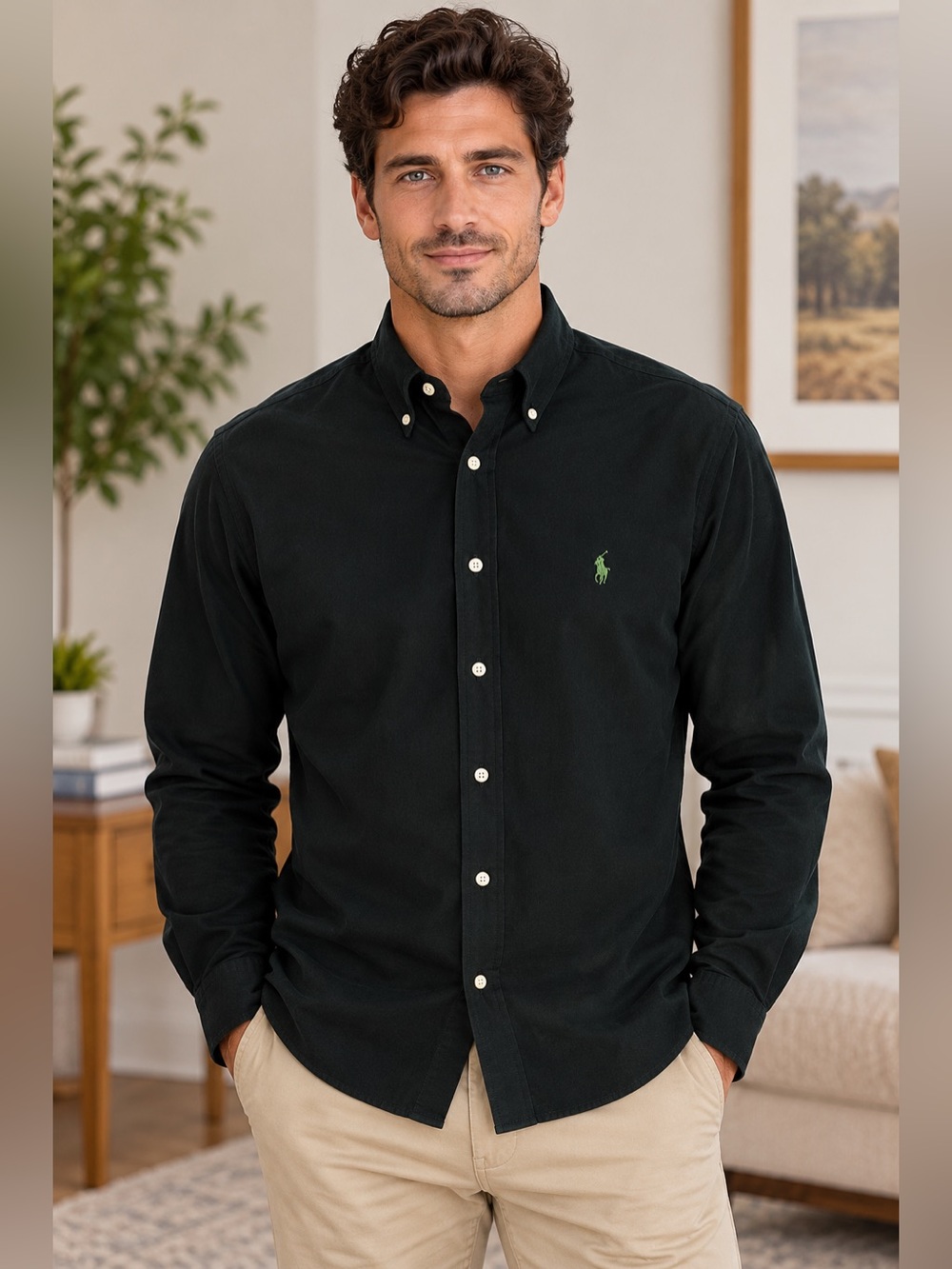 Ralph Lauren Blake Men’s Black Button-Down Shirt – Size XL
